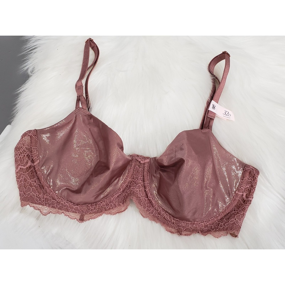 NEW Victoria's Secret Dream Angels Lace Pushup Without No Padding Bra 32D Mauve